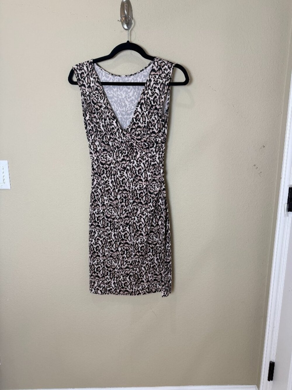 Diane Von Furstenberg DVF Jolene Leopard Bark Small Silk Jersey Dress Size Small